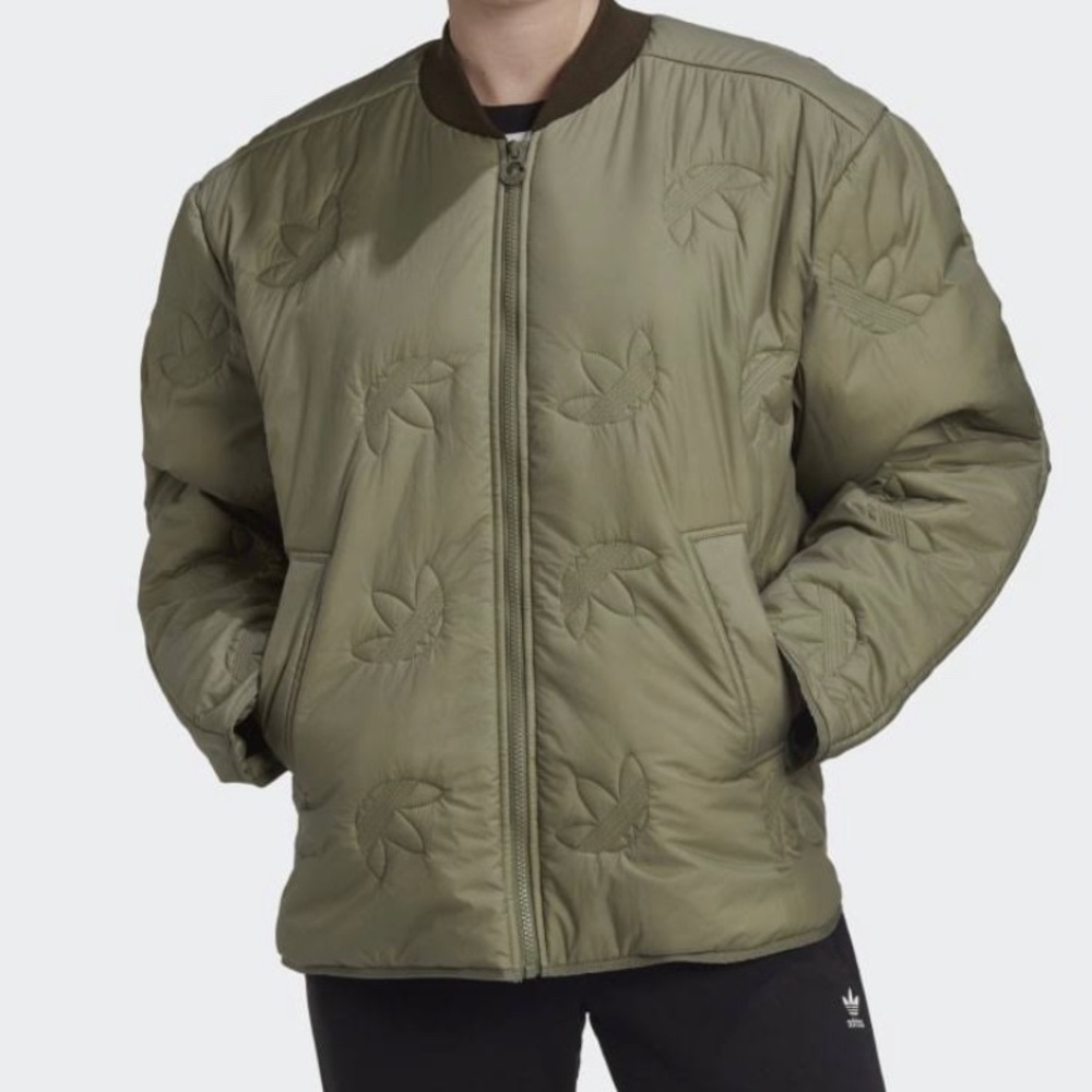 14) NWT ADIDAS Originals Trefoil Green Oversized Bomber Liner Jacket Size Small - Picture 7 of 16